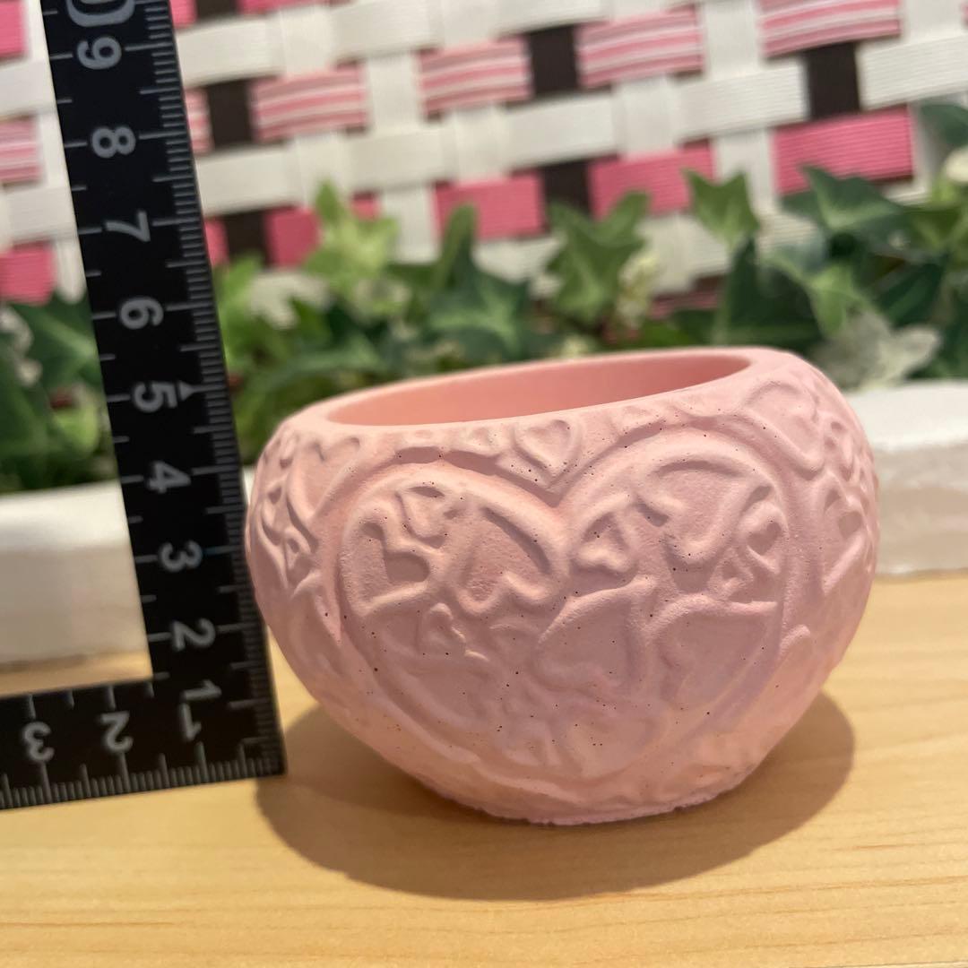 400★Heart鉢pink モルタル雑貨　（お任せ植物付き）168