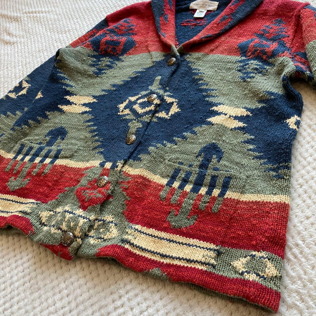 90s JONES NEW YORK ネイティブ柄 カーディガン ラルフローレン