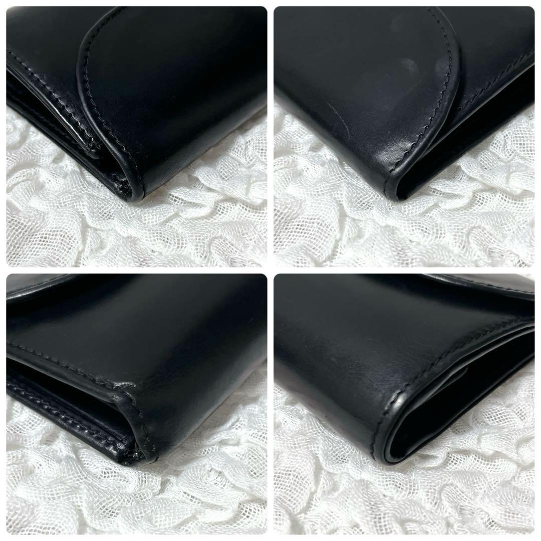 廃盤品 ホワイトハウスコックス 3折り財布 黒 ブライドルレザー 手入れ済み