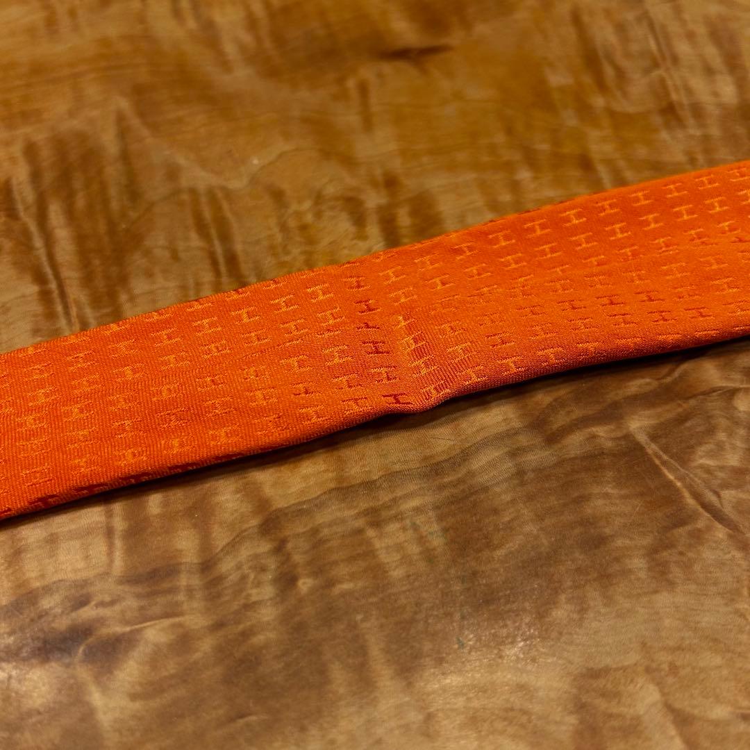 HERMES オレンジ シルク ネクタイ