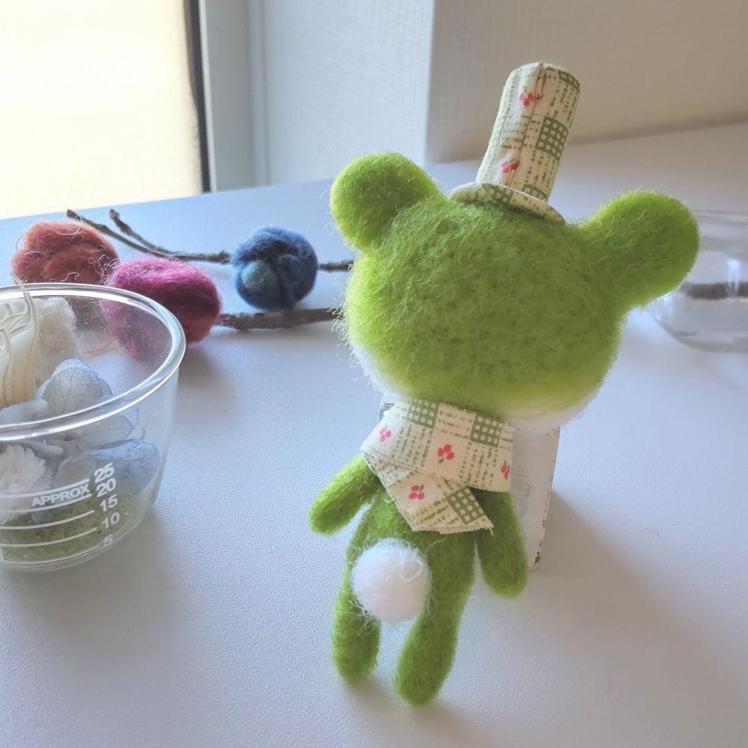 【✽確認用✽】レトログリーンのくまさん✽羊毛フェルト
