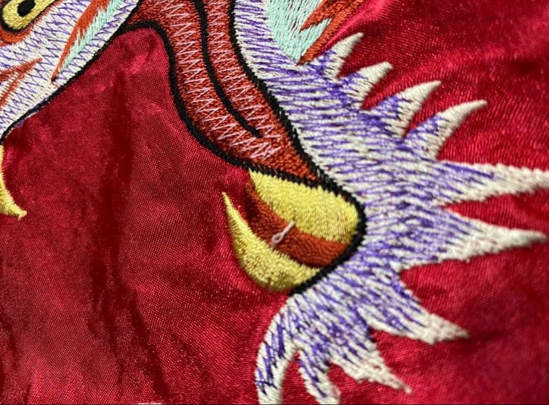 赤色 スカジャン 刺繍 ドラゴン 日本