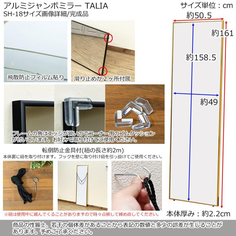《新品・送料無料》REMY　フレームレスジャンボミラー　NA/WAL/WW