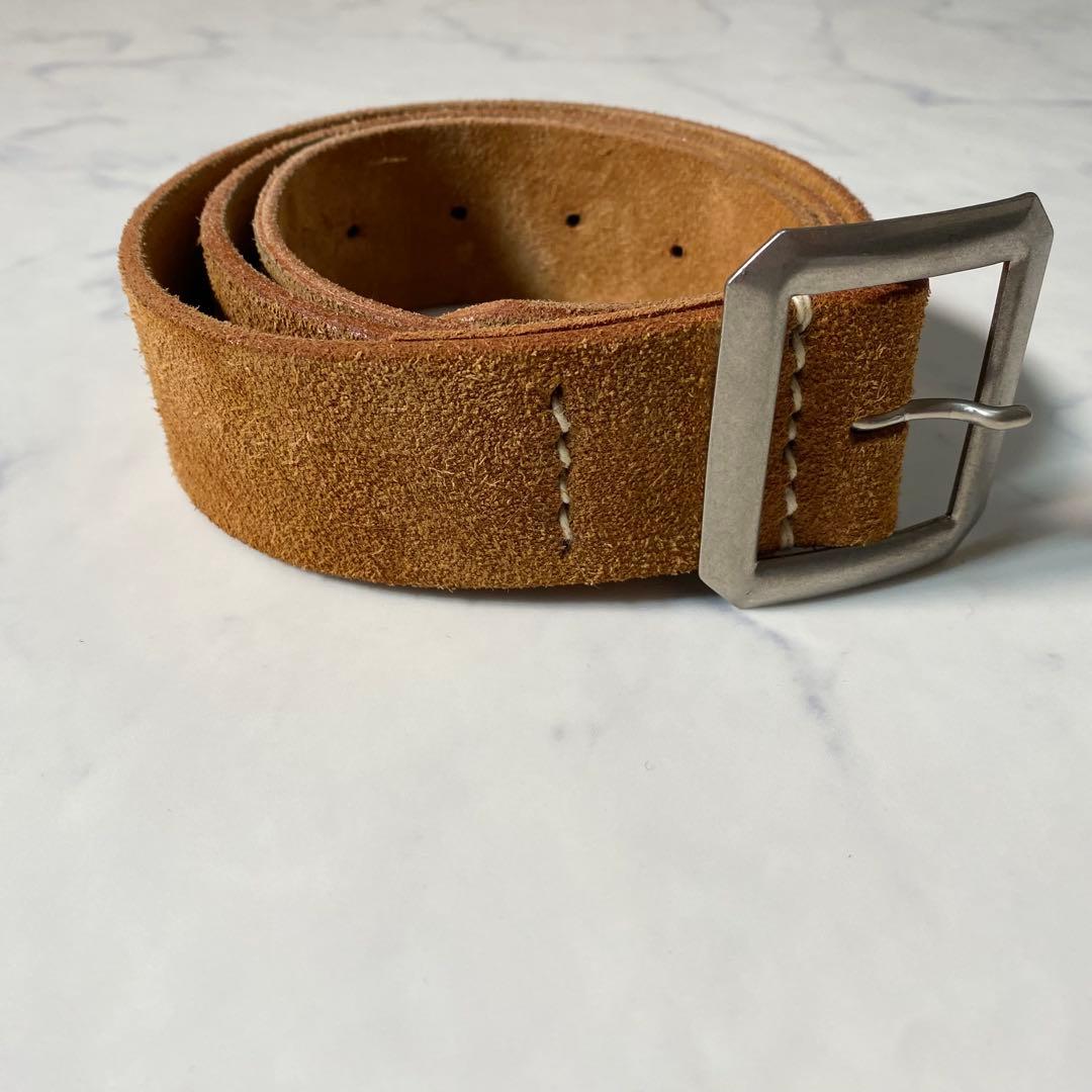 【美品】ウエアハウス　ベルト　スエード　八角バックル　レザー　革　ブラウン