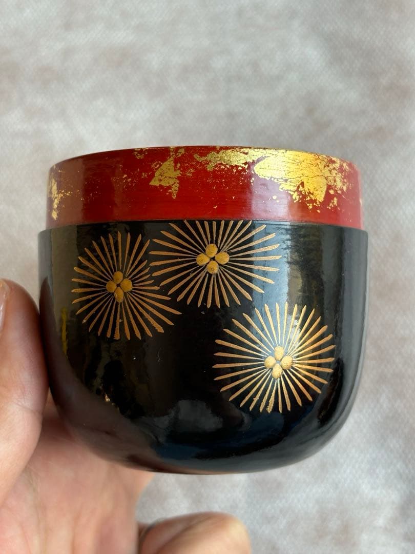 茶道具 而妙斎好 唐松蒔絵 一閑　大棗　一峰