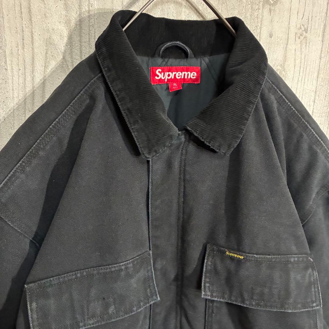 【最高デザイン】シュプリーム　バックロゴ　キャンバスワークジャケット　XL