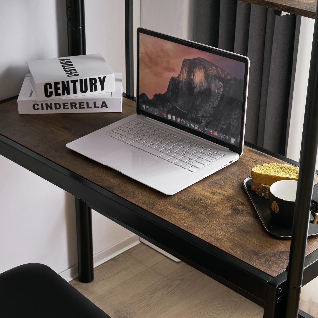 【ブラック】ロフトベッド シングル 机付き 耐荷重150kg 高さ170cm