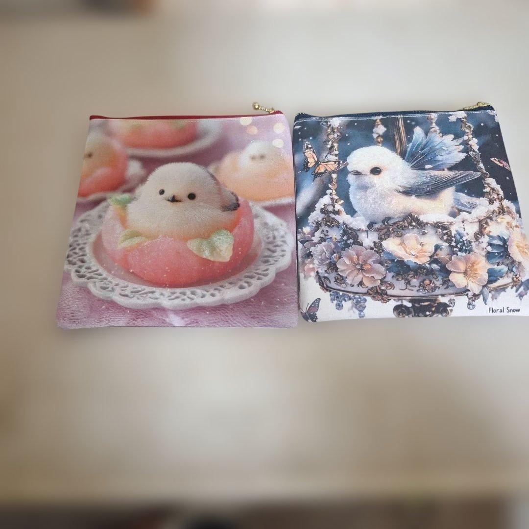 うさぎパネル生地　ハンドメイド　布バスケット　フラットポーチ