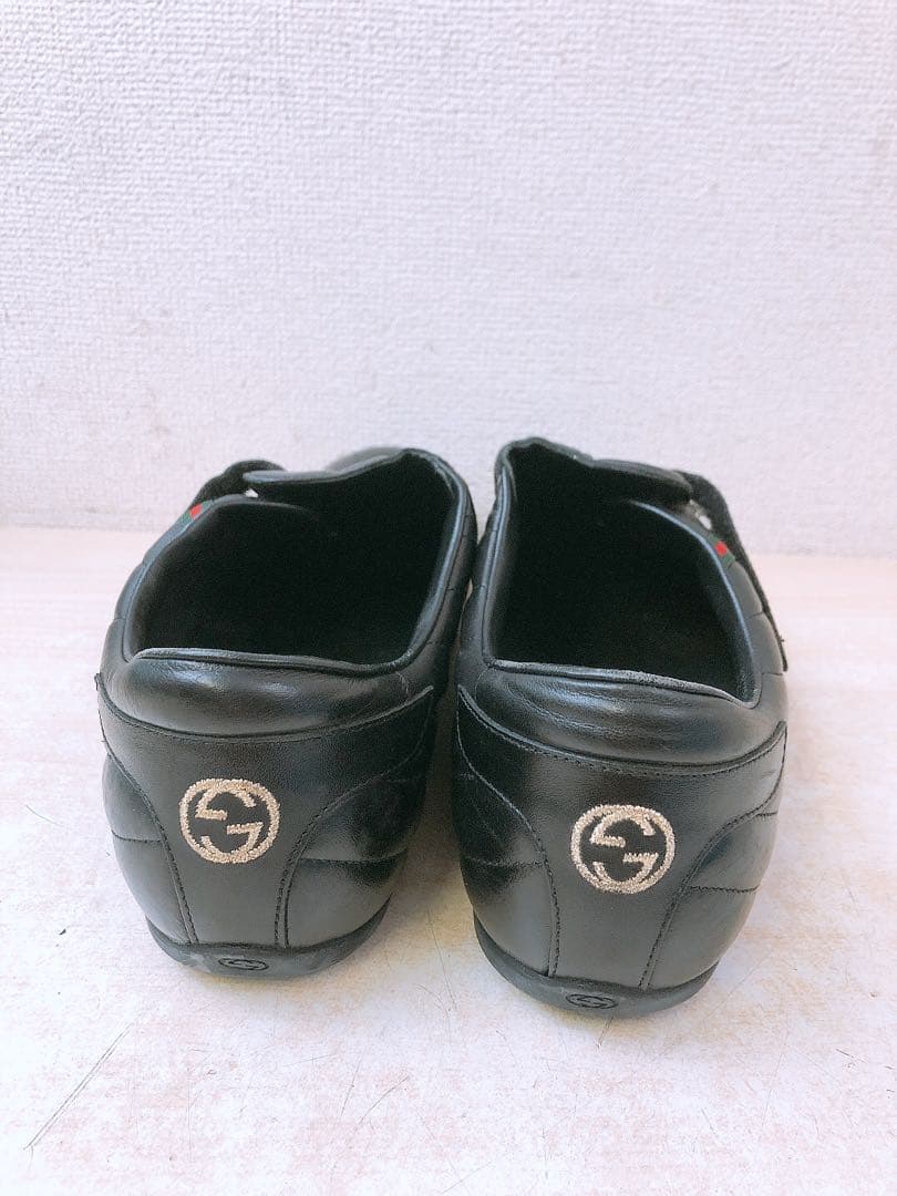 S*様 GUCCI グッチ ブラックレザー スニーカー 黒 マジックテープ メン