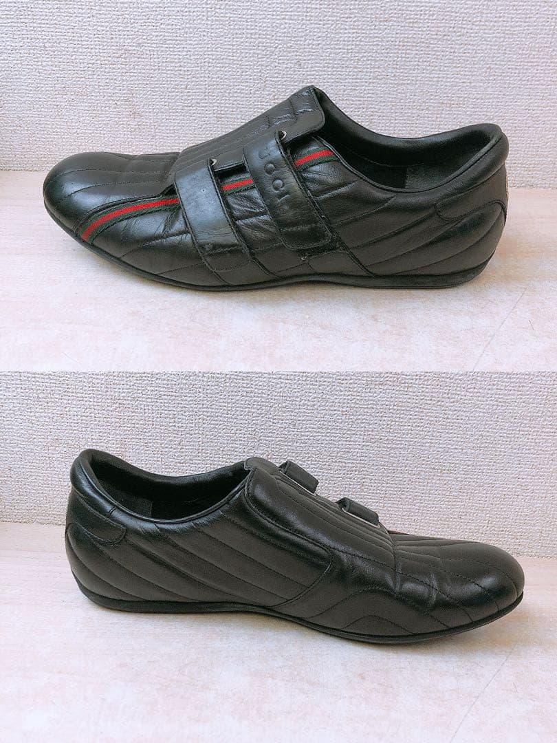 S*様 GUCCI グッチ ブラックレザー スニーカー 黒 マジックテープ メン