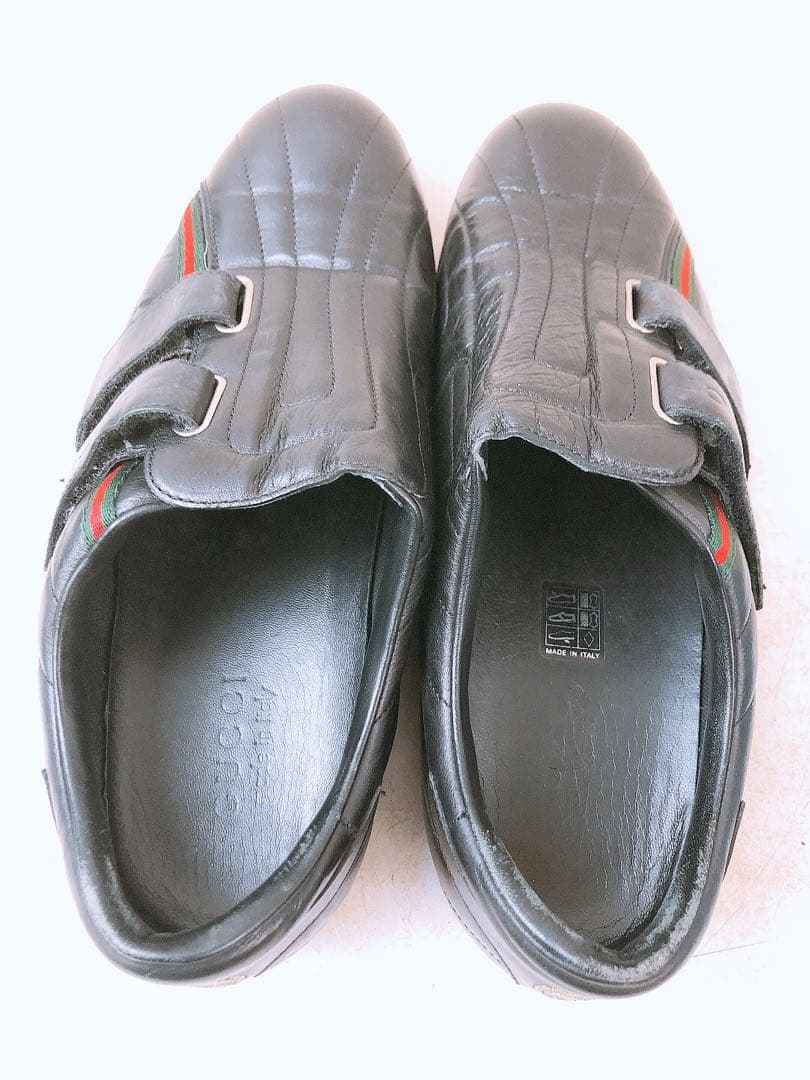 S*様 GUCCI グッチ ブラックレザー スニーカー 黒 マジックテープ メン