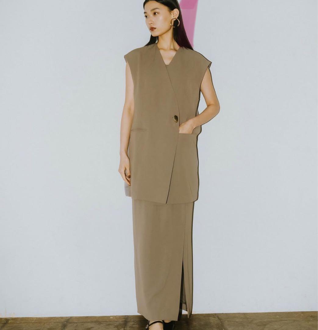 スーツ・フォーマル・ドレス Andresd back sheer gilet setup dress