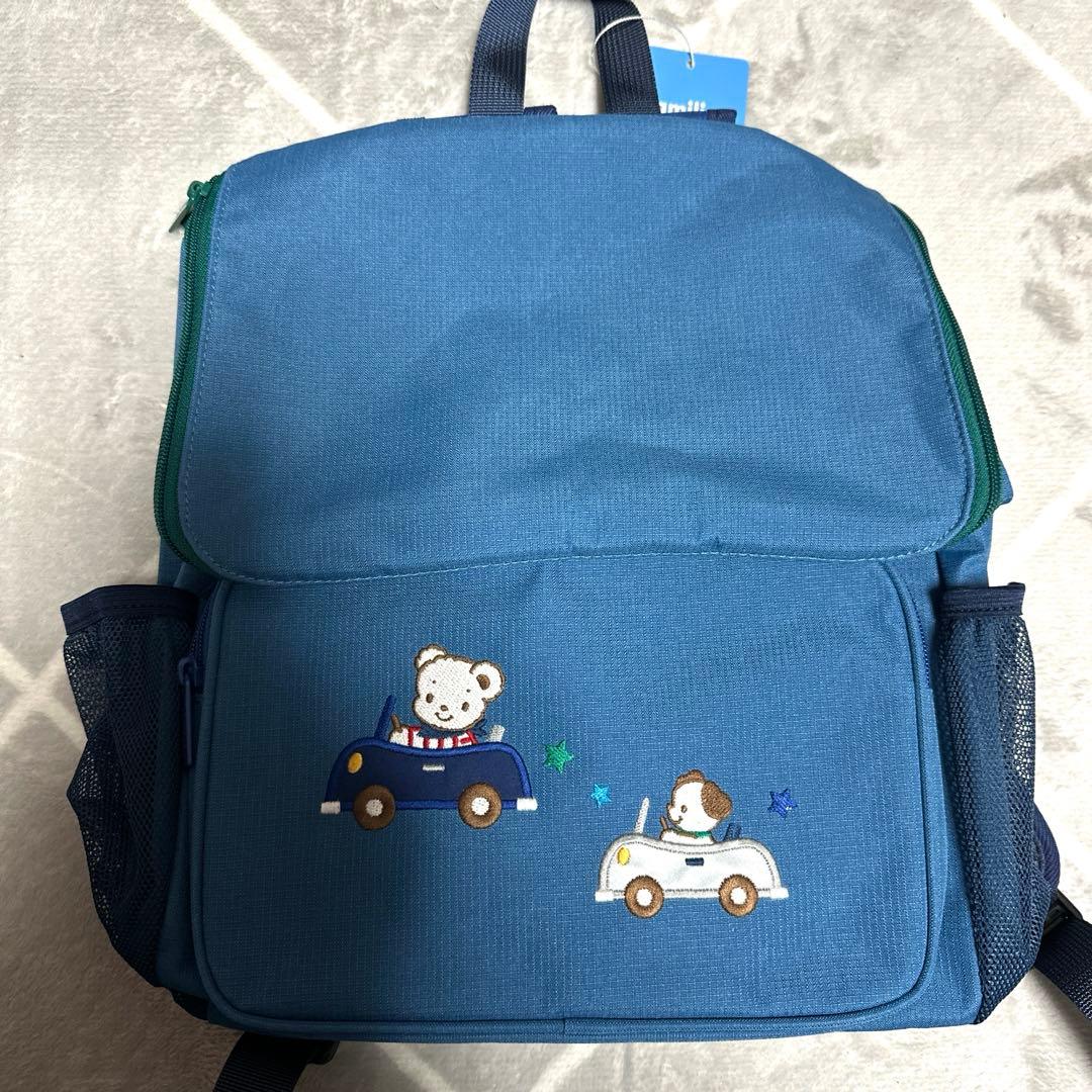 【新品】familiar リュックサック バッグ 車 完売商品 青 男の子
