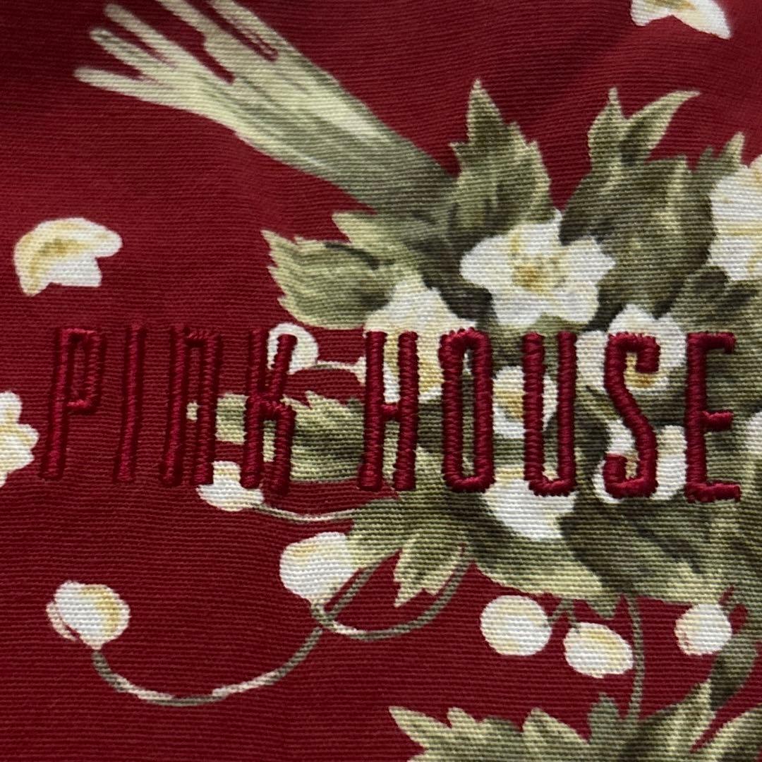 極美品　PINK HOUSE 花柄エプロン ブーケ　赤　ダブリエ　フリル　リボン