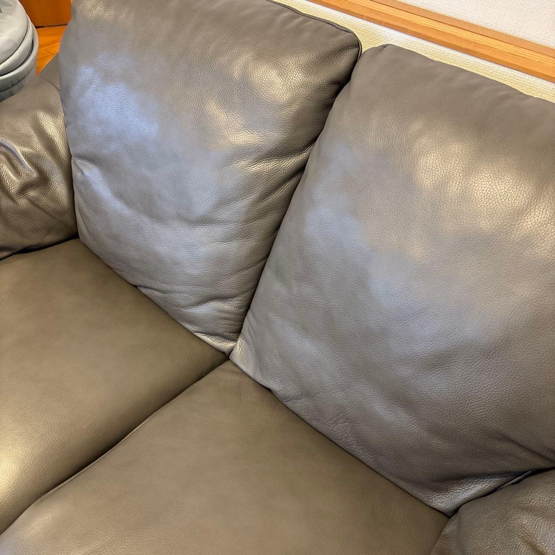 超美品／未使用　かねたや ホルス　イタリア製レザー 2人掛けソファ　グレー