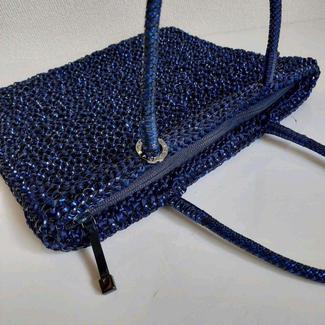 アンテプリマ ランポ ブルー スクエア型 ワイヤーバッグ