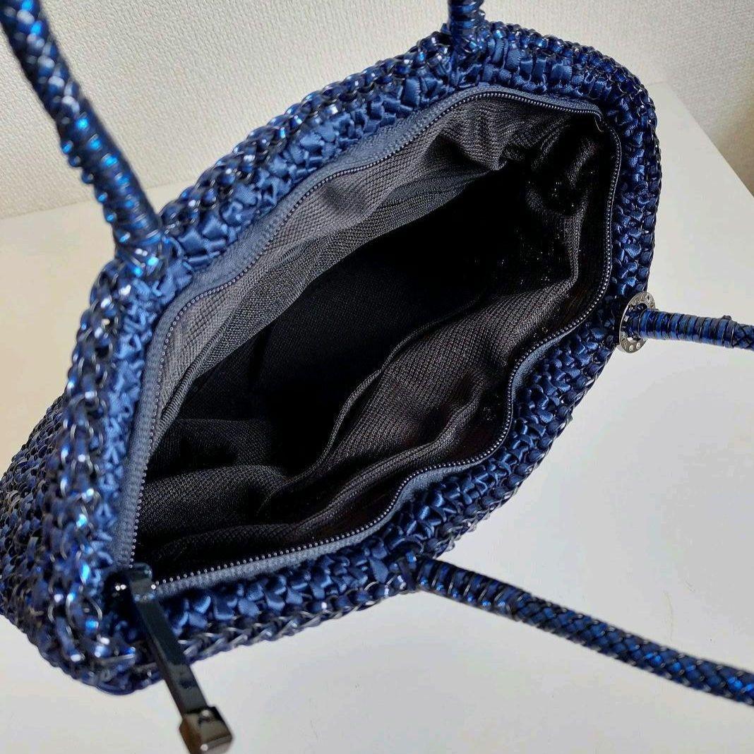 アンテプリマ ランポ ブルー スクエア型 ワイヤーバッグ