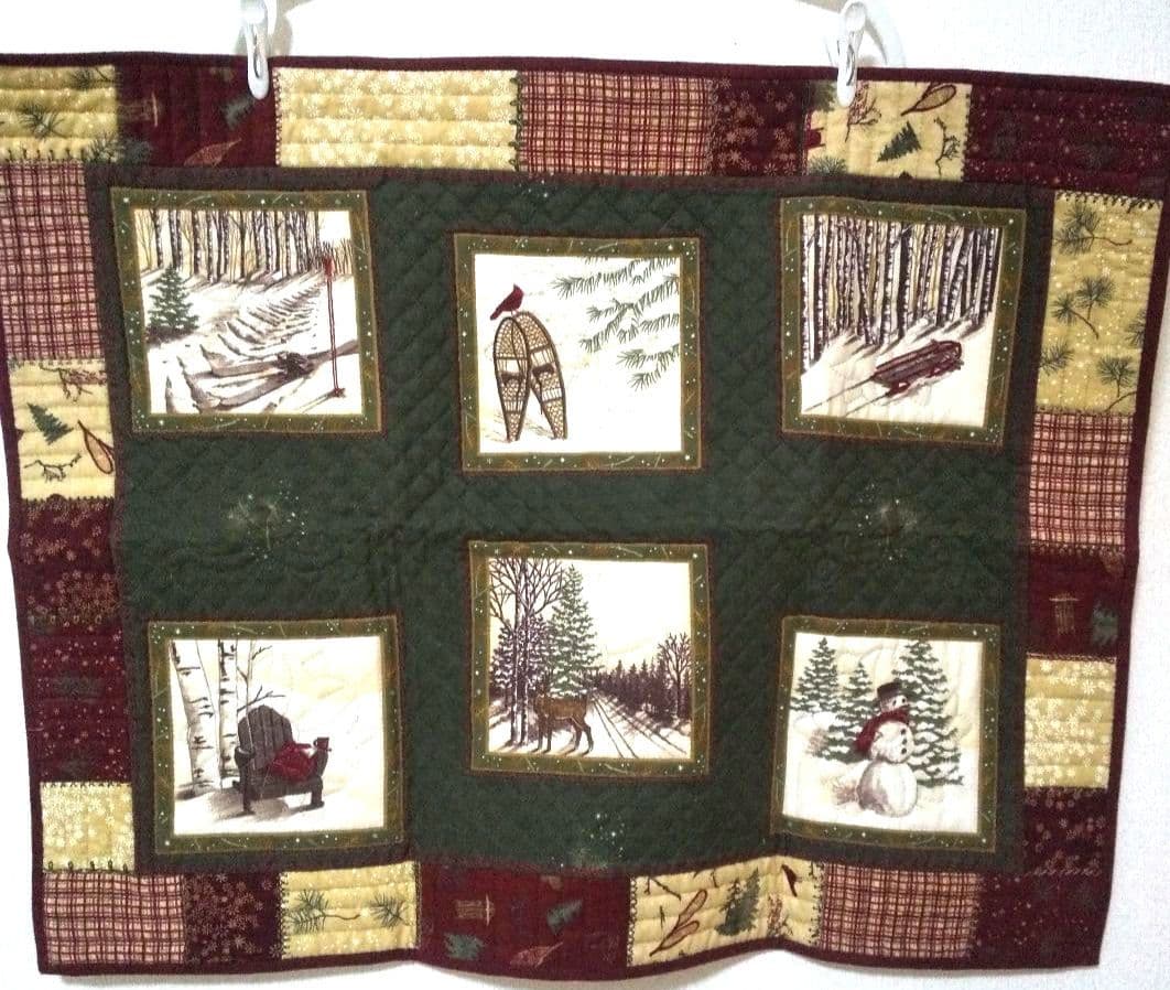 大人なクリスマスタペストリー 冬の風景 パッチワークキルト
