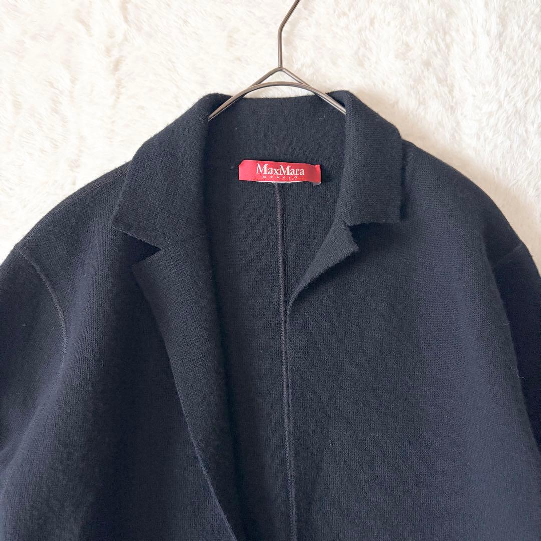 5519 マックスマーラステュディオ ガウンコート ブラック ロング丈 ウール