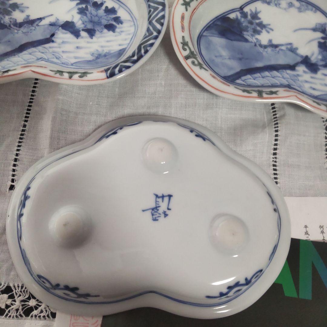 九谷焼 山本長左 皿 長左 色絵 花鳥 染付 木箱付 妙泉陶房 宮内庁御用達窯