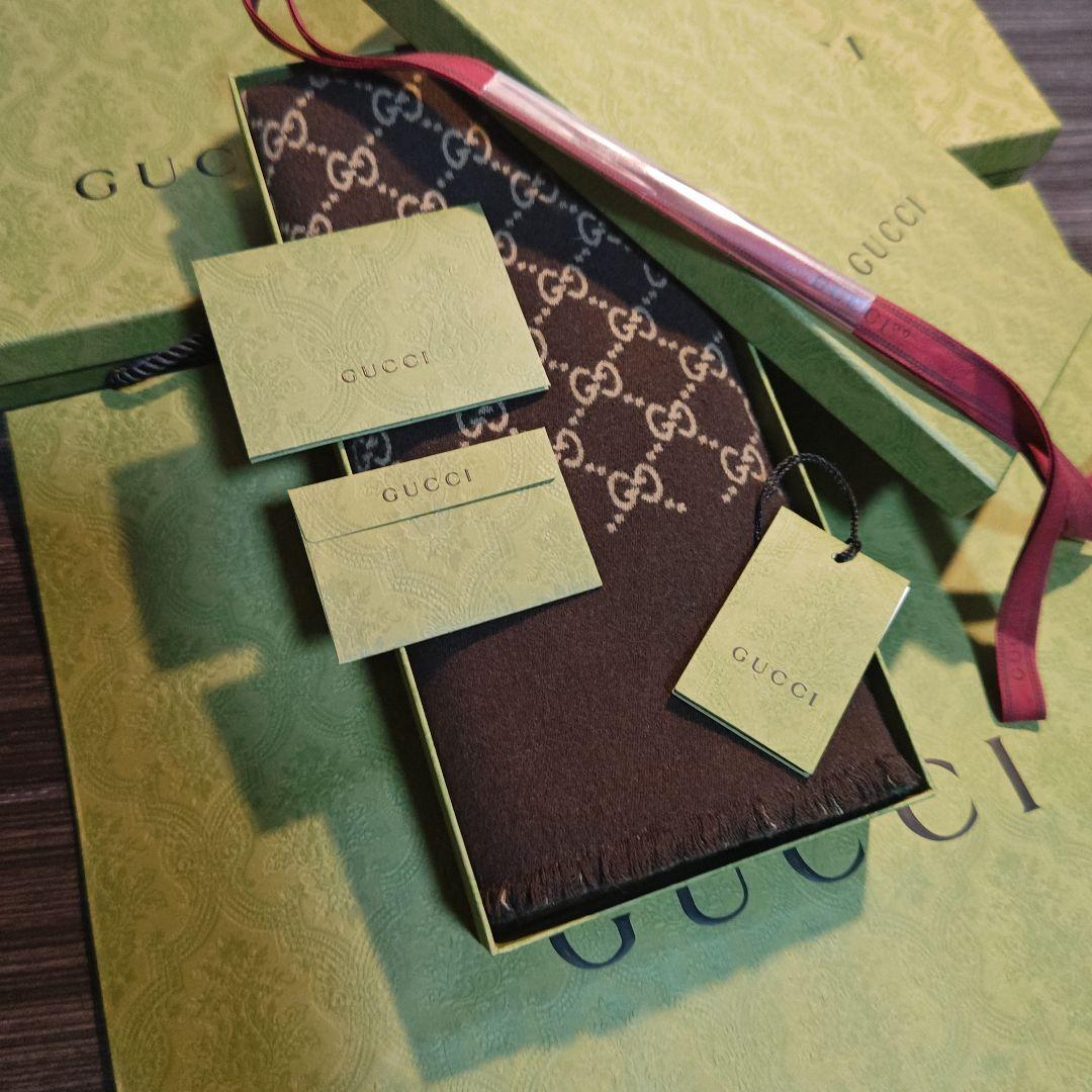 ❤新品❤GUCCI マフラー ストール ショール スカーフ❤グリーン&茶❤