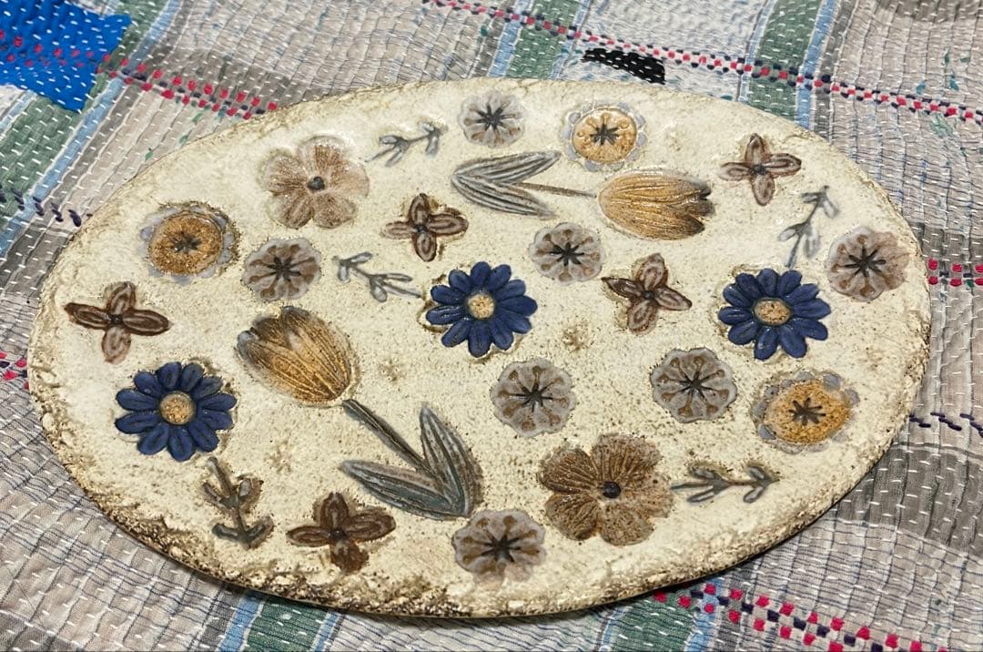 本田あつみさん作 花柄陶器皿