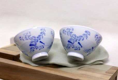 昭和レトロ大正レトロメダカ好きに！茶碗☆水草とメダカ柄☆超希少品骨董茶碗