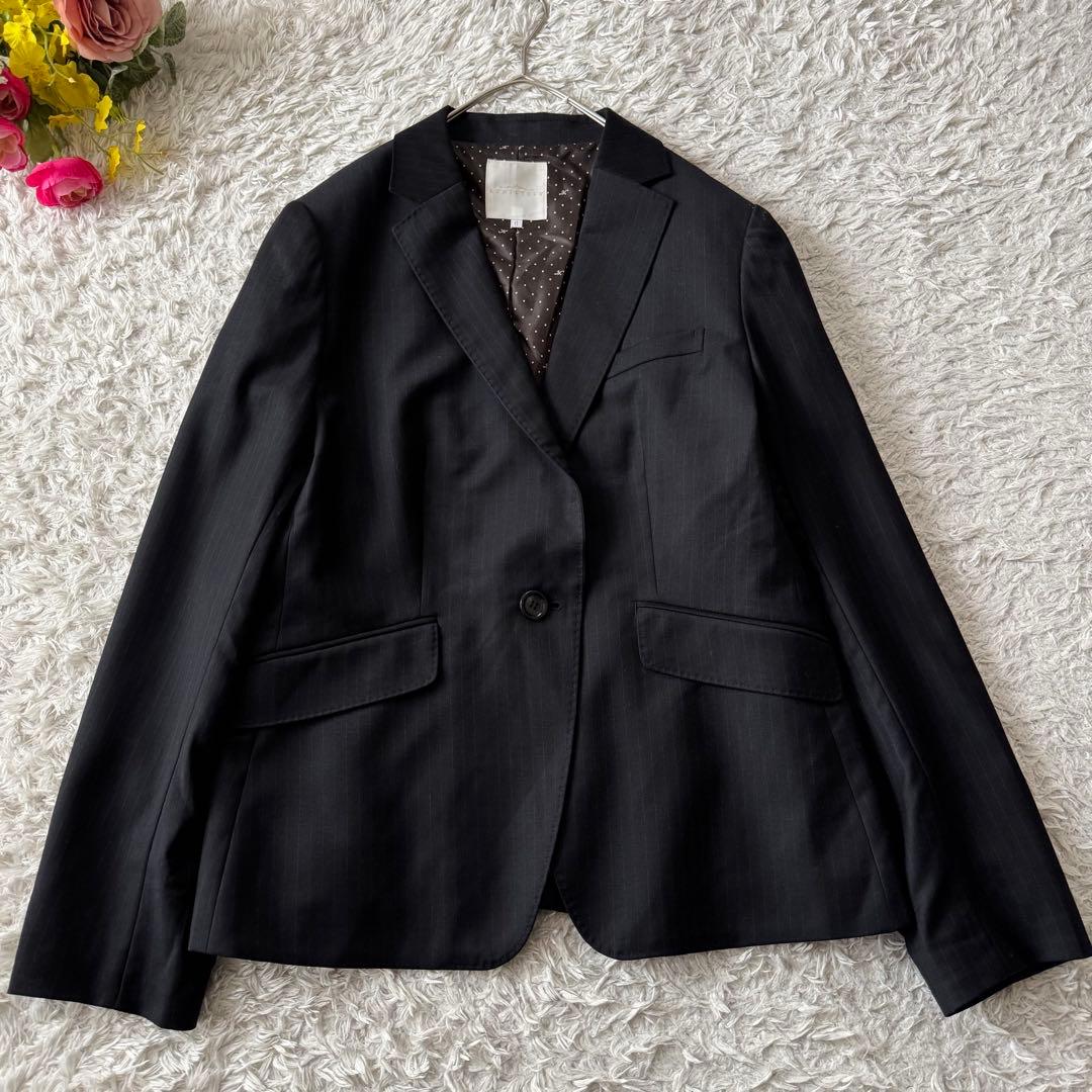 クミキョク セットアップ パンツスーツ ウール シルク ストライプ 大きいサイズ