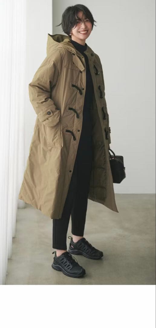 フェリシモ　撥水ロングダッフルダウンコート ベージュ色