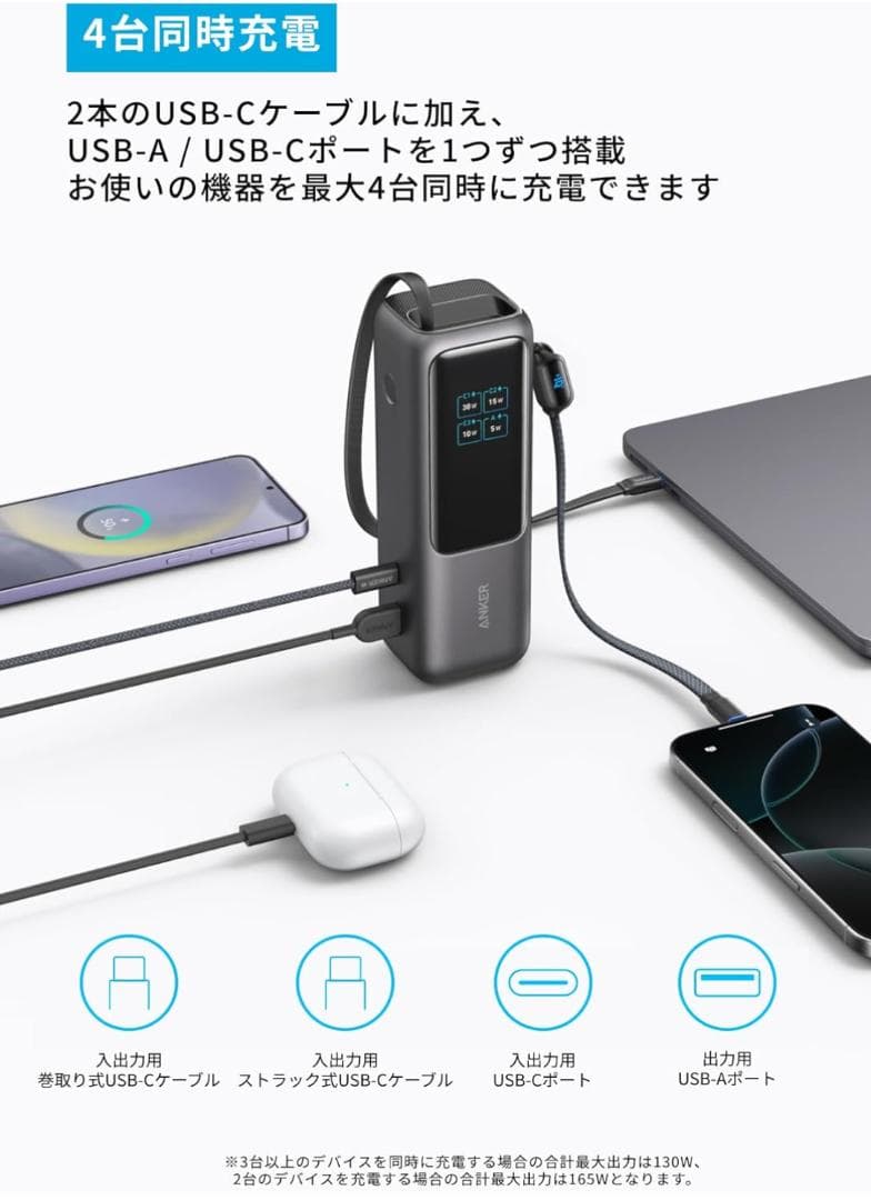 【新品】Anker Power Bank 25000mAh 165W 大容量