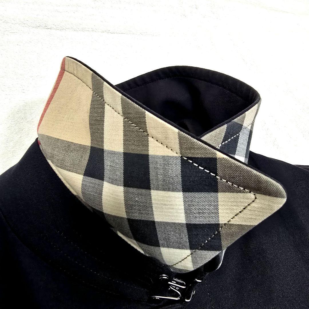 バーバリーロンドン ステンカラーコート メガチェック ライナー付 濃紺 L