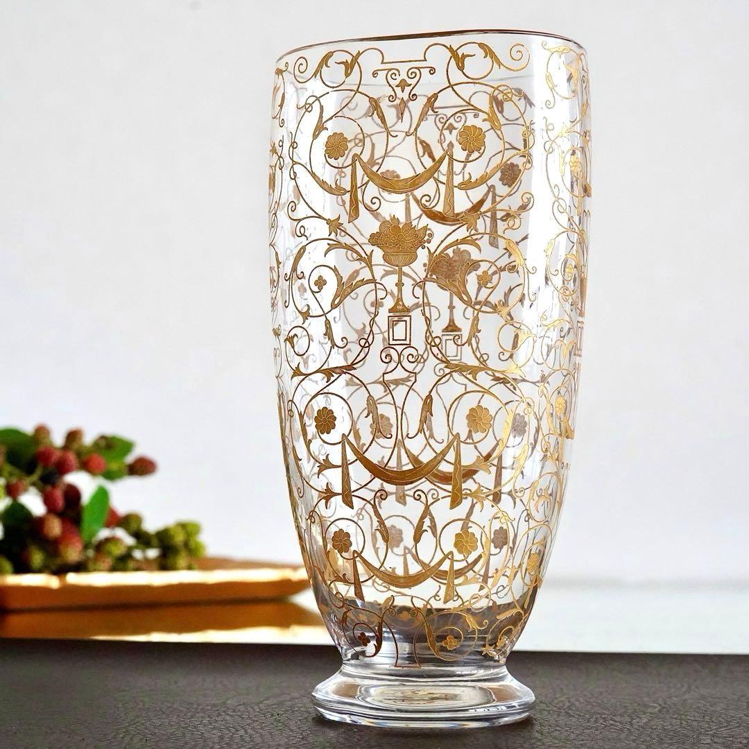 希少★オールドバカラ ミケランジェロ 花瓶 24金彩 BACCARAT刻印★美品