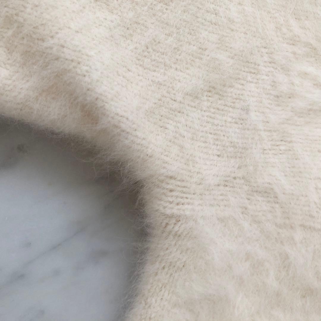 【美品】OHGA ラクーン ニット ホワイト ハイネックファーニット