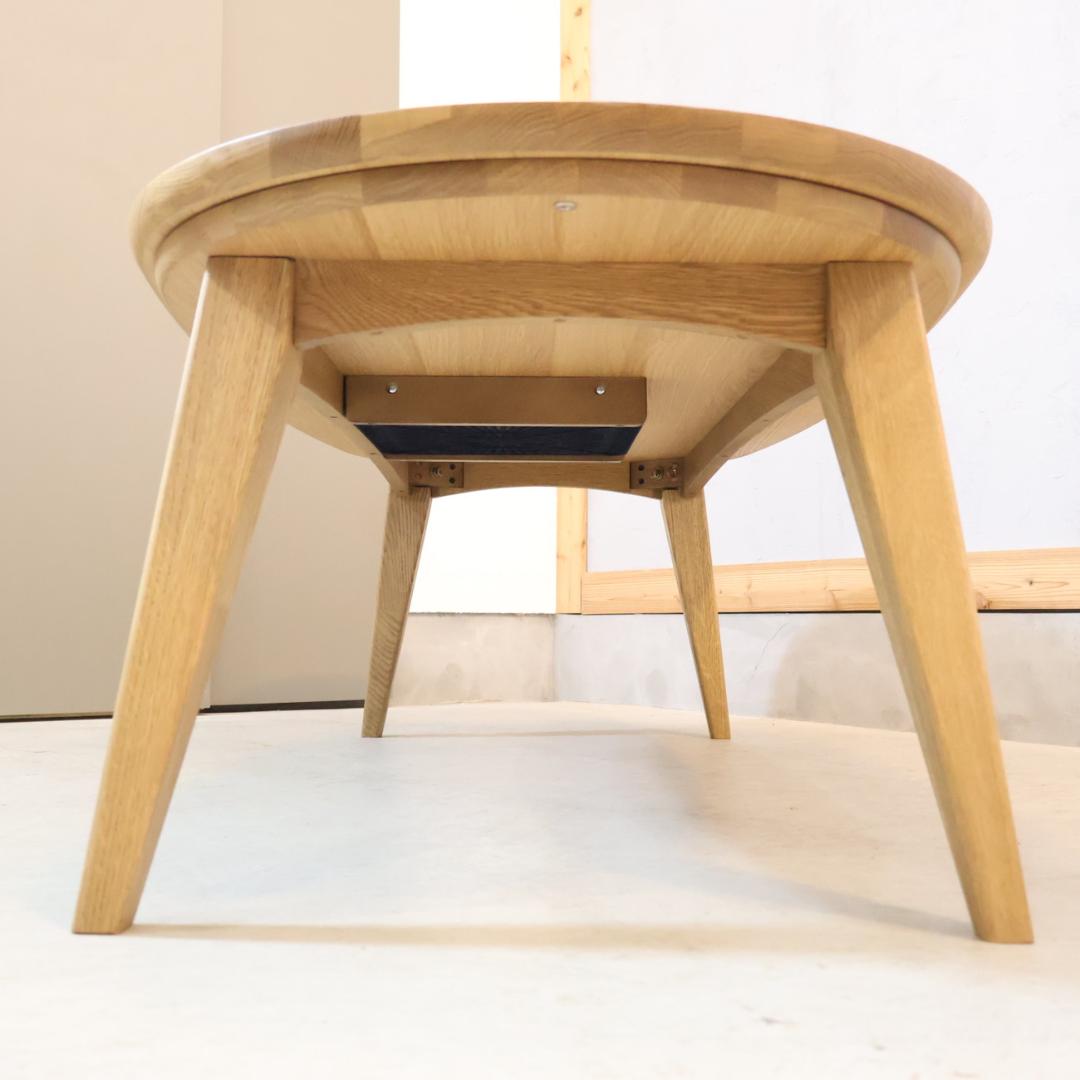 クラッシュゲート クルリ こたつ オーク無垢材 楕円形 ローテーブル テーブル