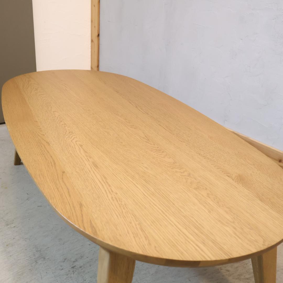 クラッシュゲート クルリ こたつ オーク無垢材 楕円形 ローテーブル テーブル