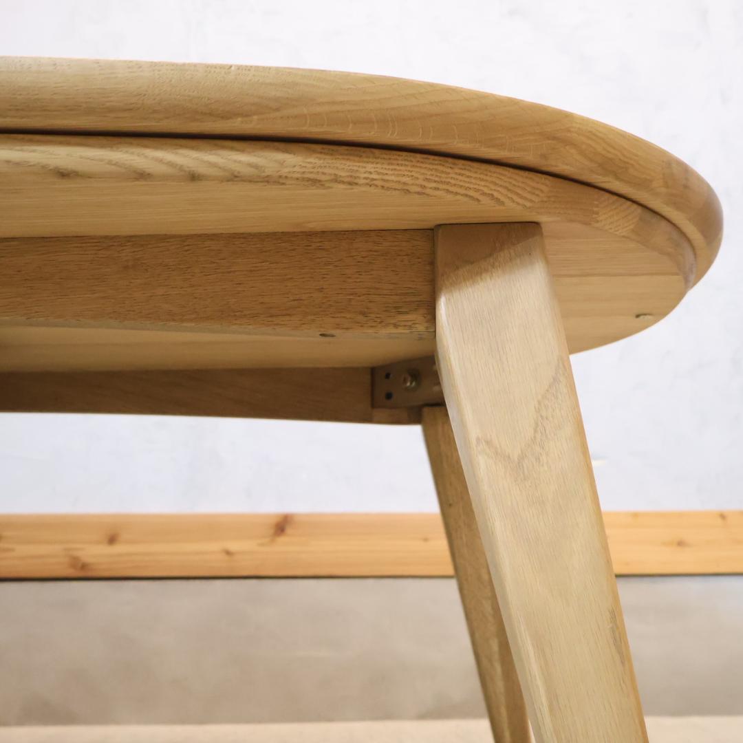 クラッシュゲート クルリ こたつ オーク無垢材 楕円形 ローテーブル テーブル