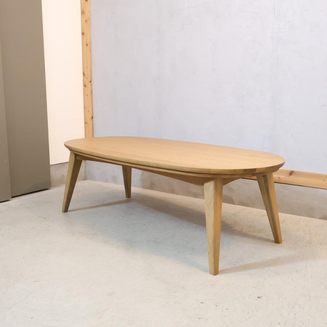 クラッシュゲート クルリ こたつ オーク無垢材 楕円形 ローテーブル テーブル