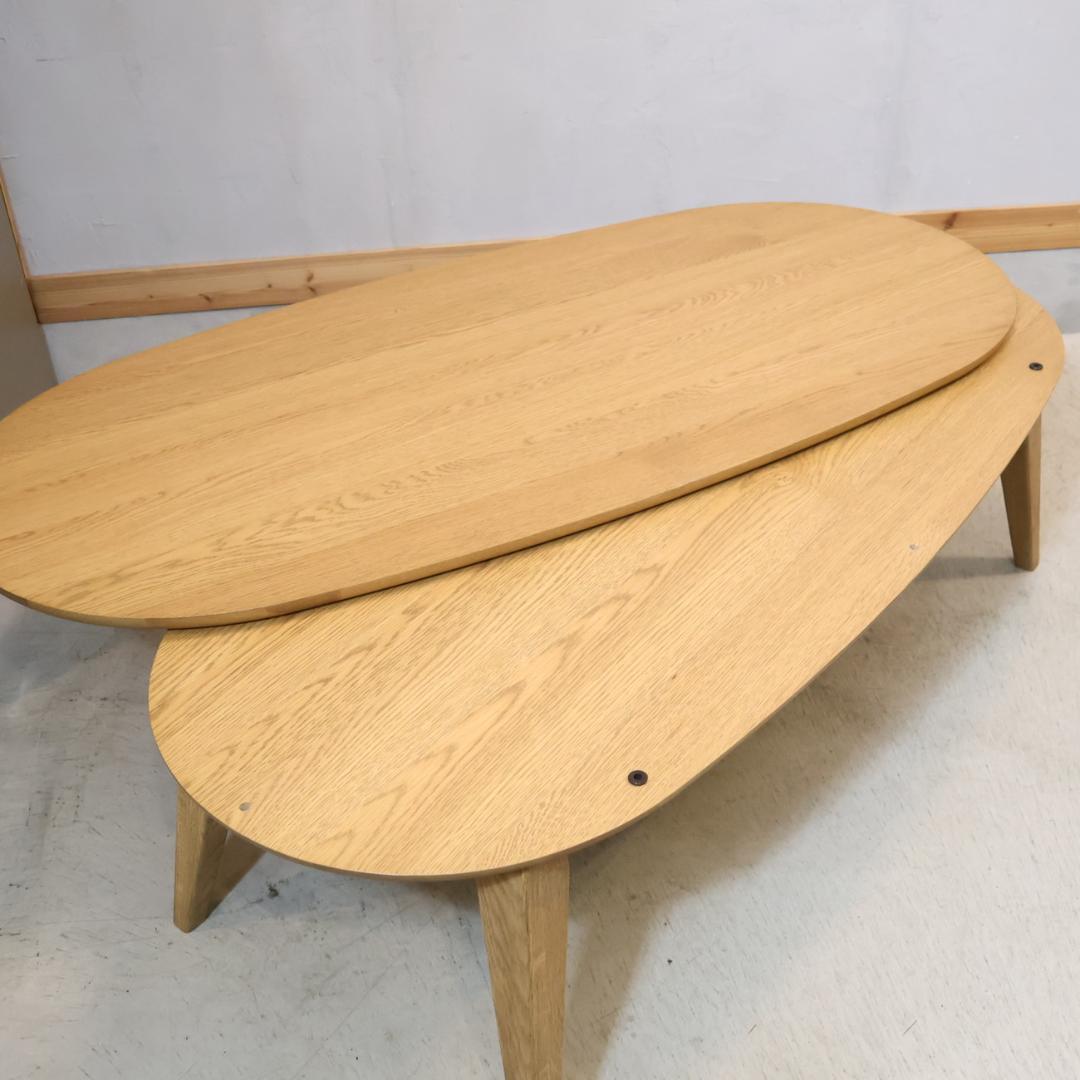 クラッシュゲート クルリ こたつ オーク無垢材 楕円形 ローテーブル テーブル