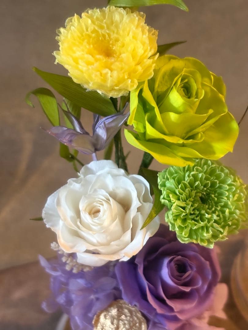 ガラスドーム仏花　大　お供え仏花 プリザーブドフラワーアレンジ