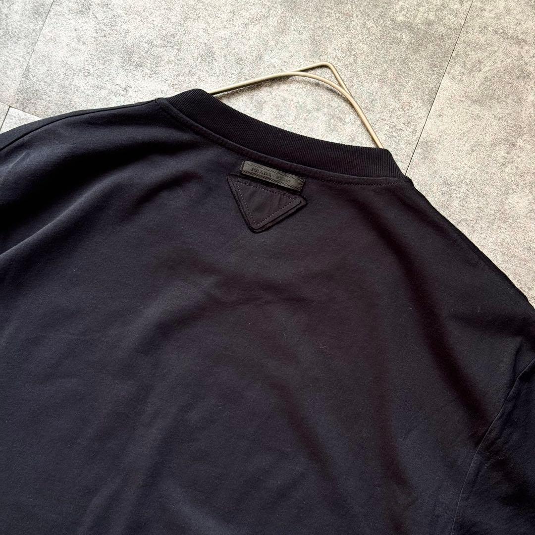 【美品／大きいサイズ】PRADA プラダ Tシャツ 三角ワッペン ブラック 黒