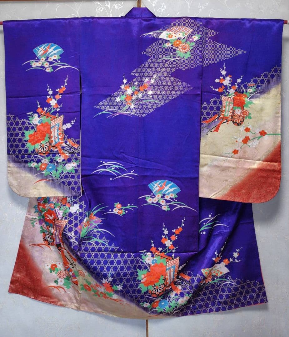 RK544洗える子供着物着丈130センチ裄丈58センチ7歳前後用ポリエステル