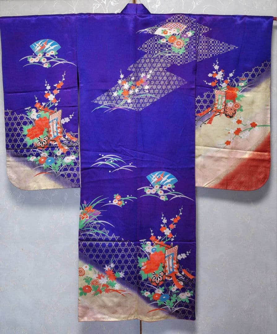 RK544洗える子供着物着丈130センチ裄丈58センチ7歳前後用ポリエステル