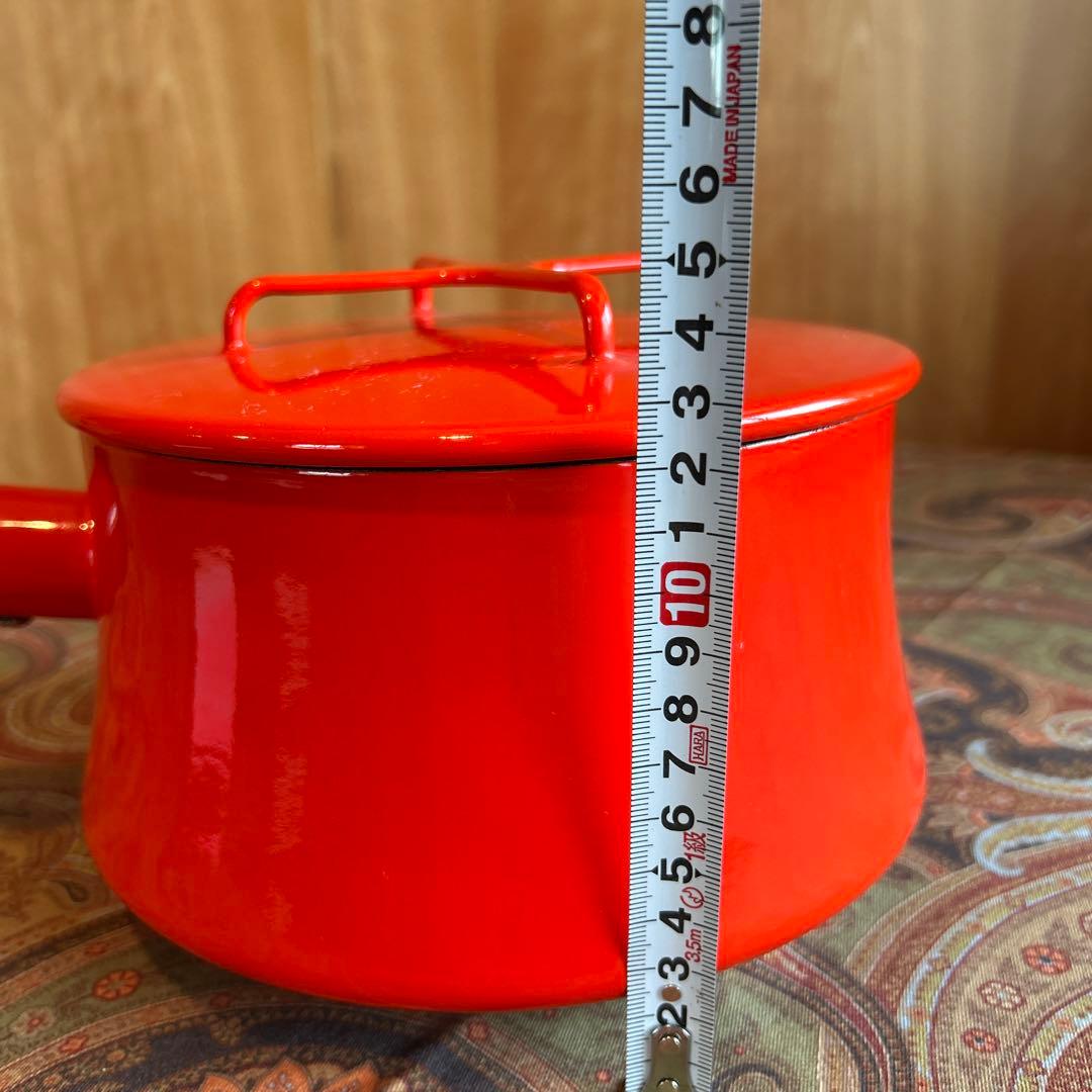 164◆DANSK 18cm片手鍋　赤いホーロー鍋　蓋付き　チリレッド