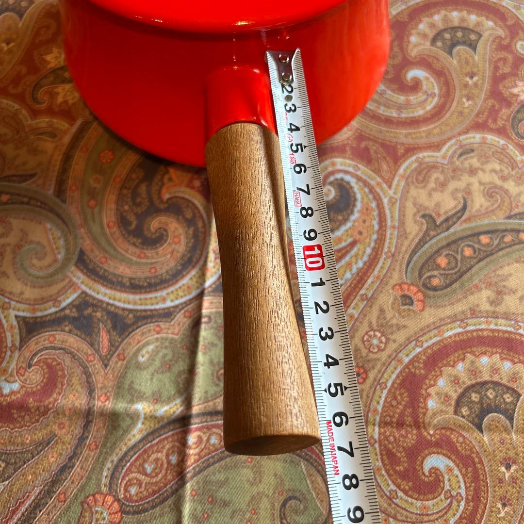 164◆DANSK 18cm片手鍋　赤いホーロー鍋　蓋付き　チリレッド