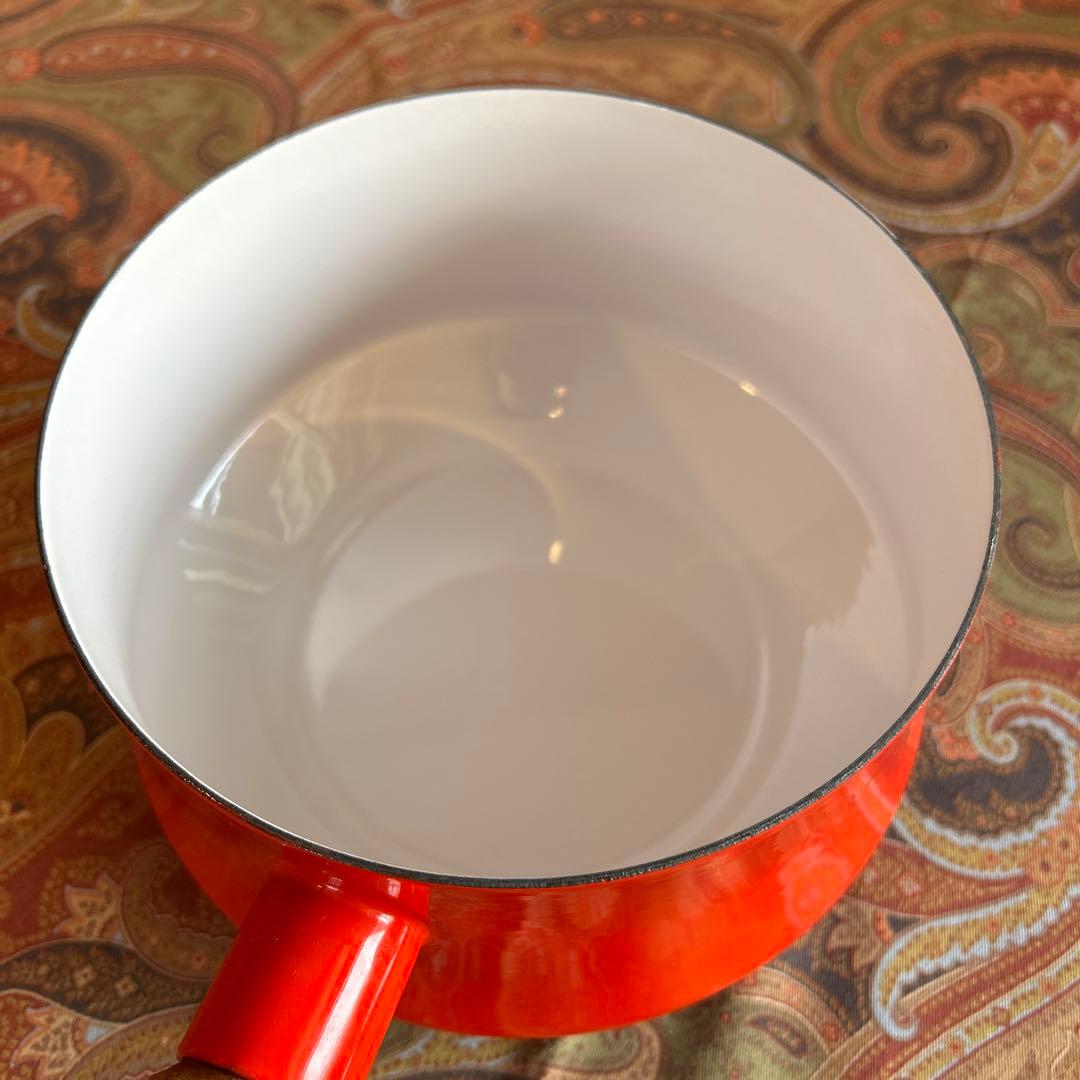 164◆DANSK 18cm片手鍋　赤いホーロー鍋　蓋付き　チリレッド