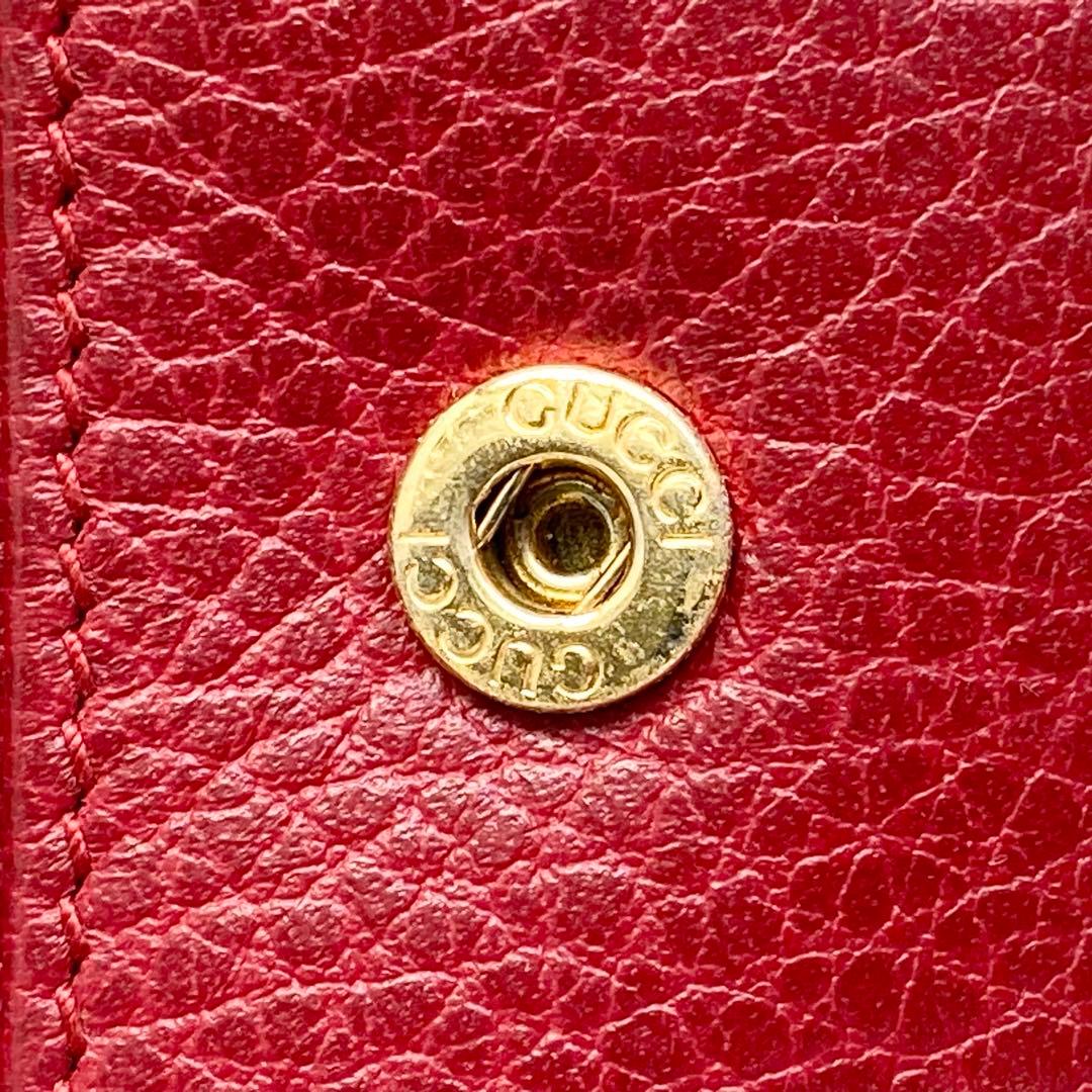 美品✨人気定番✨グッチ 三つ折り財布 GGマーモント コンパクト レッド