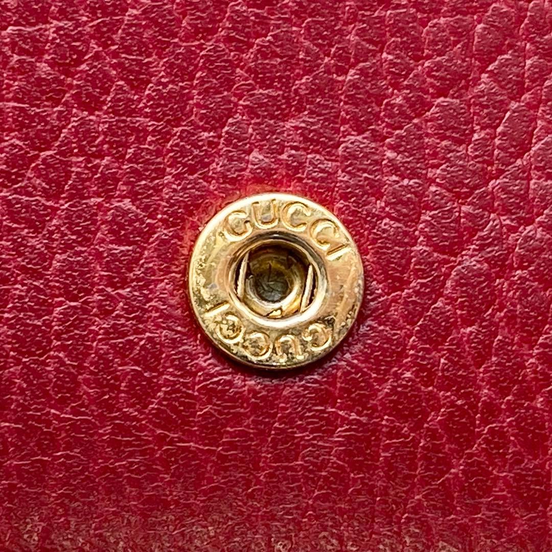 美品✨人気定番✨グッチ 三つ折り財布 GGマーモント コンパクト レッド