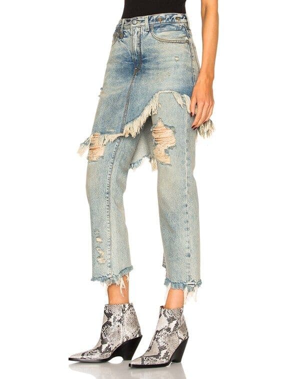 R13／double classic shredd hem／ダメージデニム