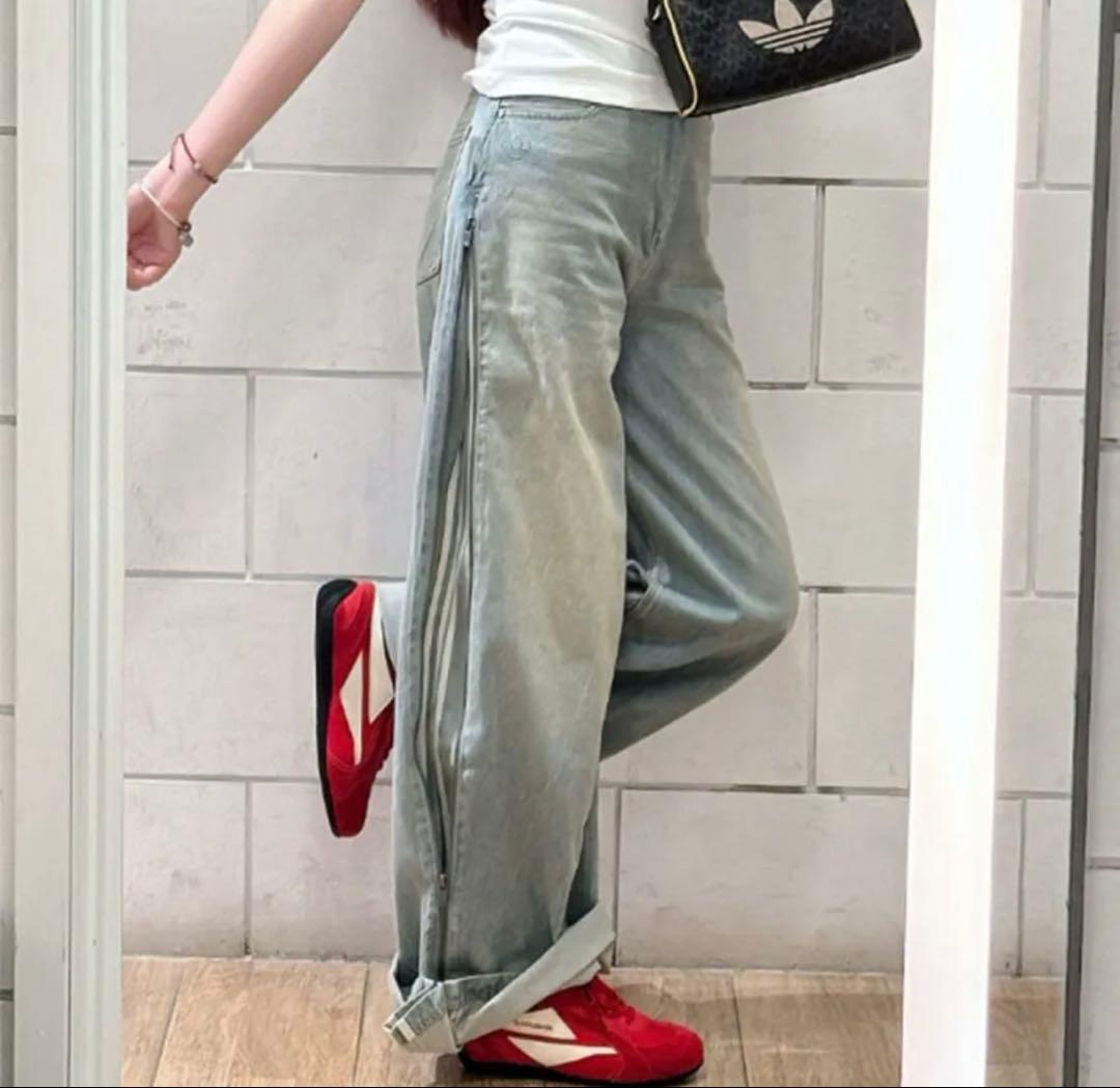 新品24 ADILENIUM シーズン3 ジップウォッシュド デニム パンツ