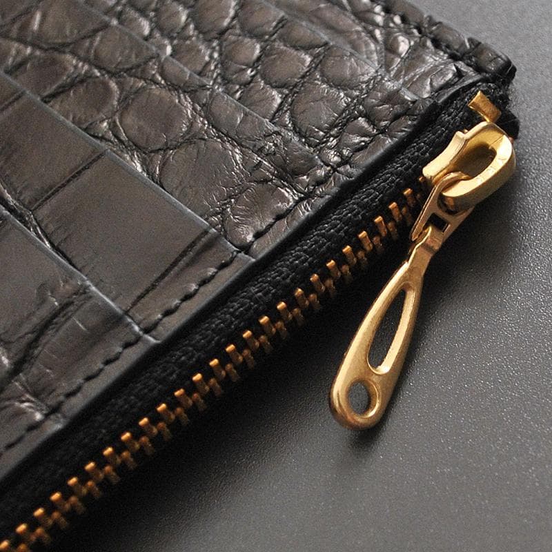 ■新品　送料込み■本クロコダイル　鰐革　男女兼用　フラグメントウォレット　ENA